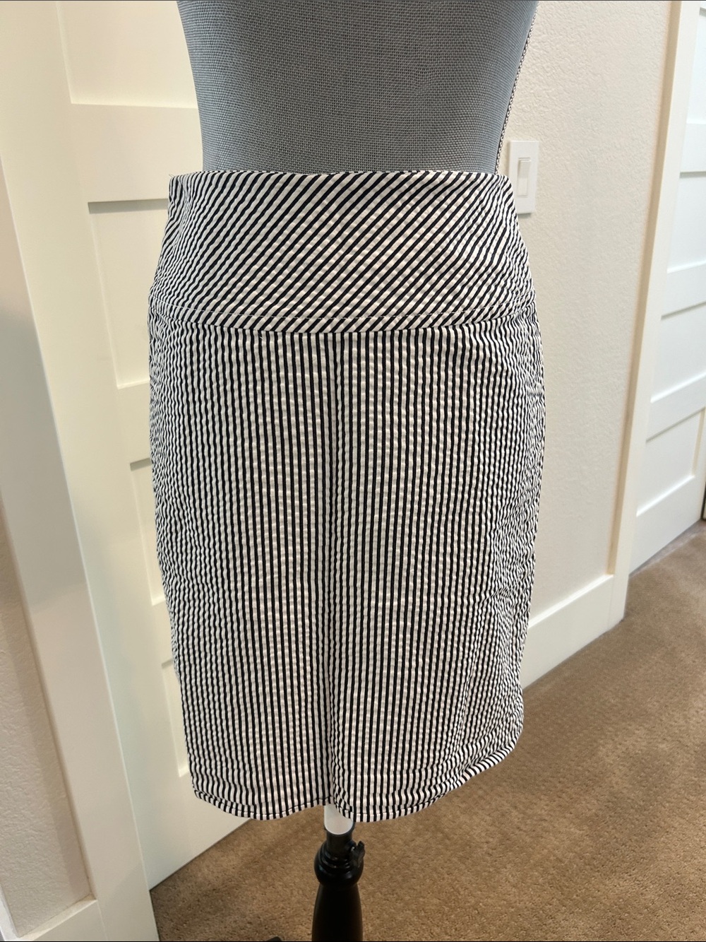 J. Crew Black and White Striped Pencil Skirt